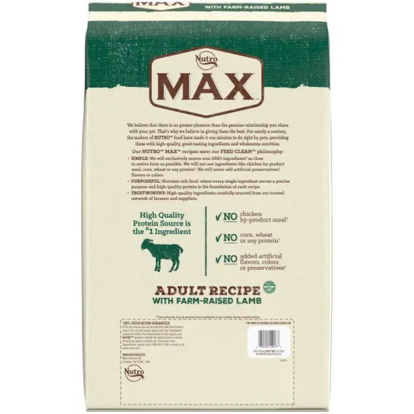 Nutro Max 25lb Max Lamb Adult Dog Food MAX12017