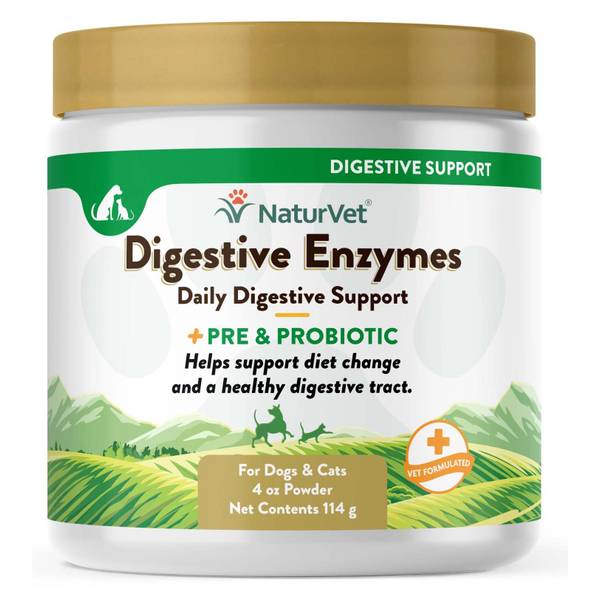 NaturVet 4 oz Digestive Enzymes Plus Probiotics Powder 13348 Blain