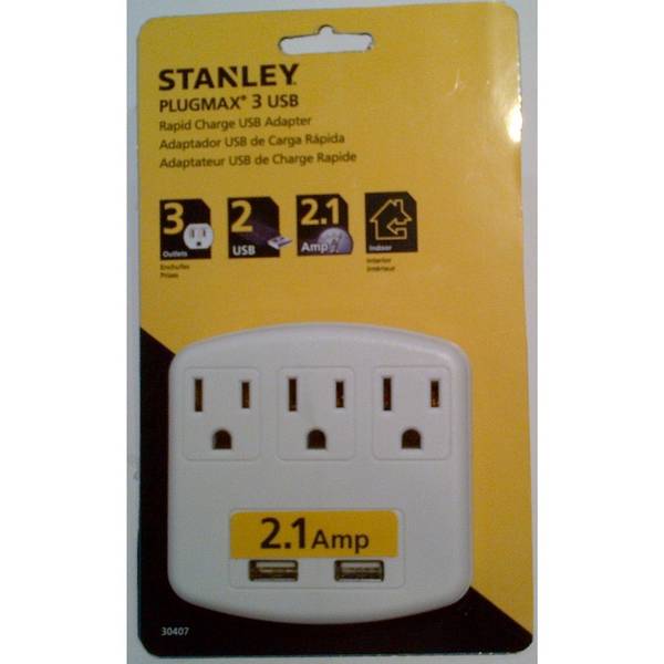 Stanley 30407 PlugMax 3 USB, White