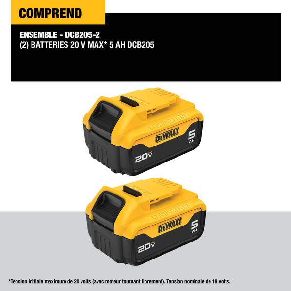 DEWALT 20V MAX XR 5Ah Battery 2 Pack DCB205 2 Blain s Farm Fleet