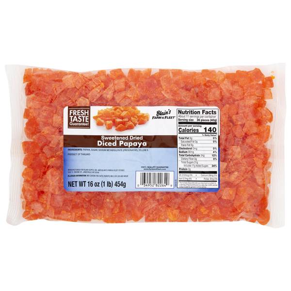 Blain's Farm & Fleet 16 oz Sweetened Dried Diced Papaya - 613995 ...