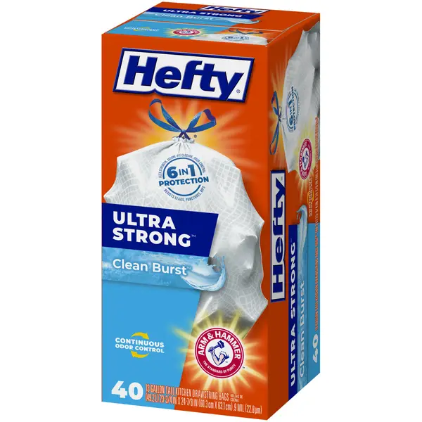 Hefty Ultra Strong Multipurpose Large Trash Bags, Black, Unscented, 30  Gallon, 14 Count
