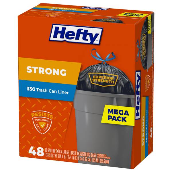 Hefty Heavy Duty Contractor Extra Large Trash Bags, 42 Gallon, 40 Count