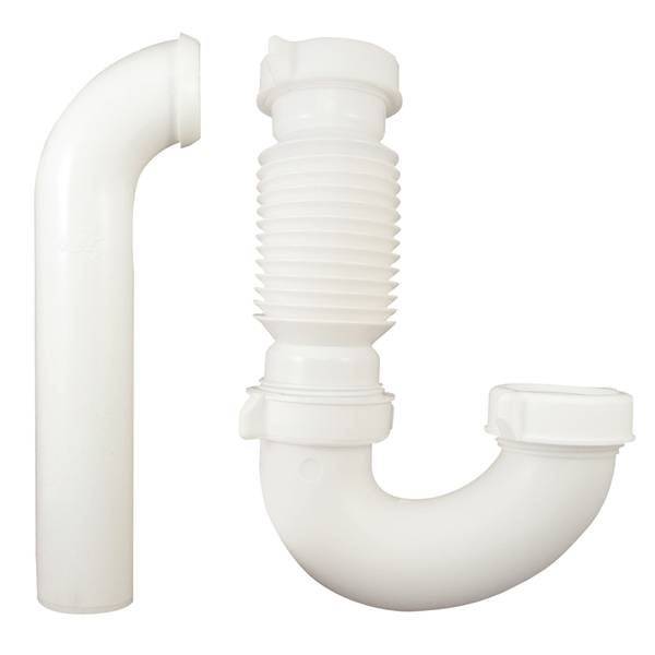 Bathtub Shower Drain Pipe Low Profile Flat 1 1/2 P Trap Kit Flexible