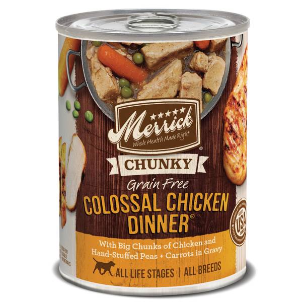 Photo of Colossal Chicken Chunky Dinner Dog Food, 12.7 oz, Deboned Chicken #1 Ingredient